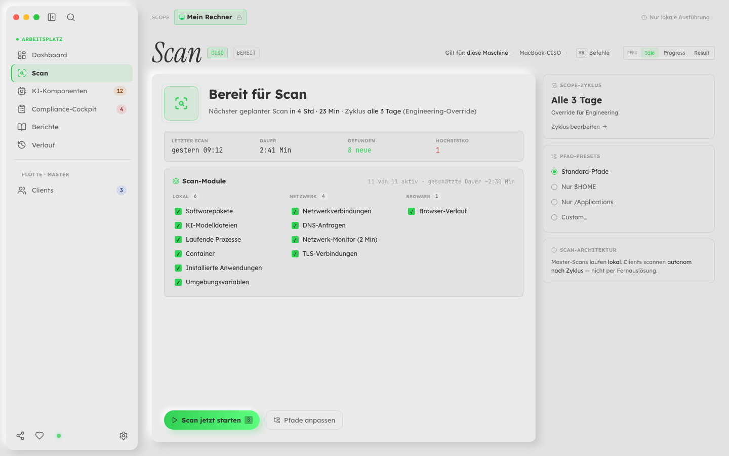 traicer Scan — Scan-Architektur und Pfad-Presets